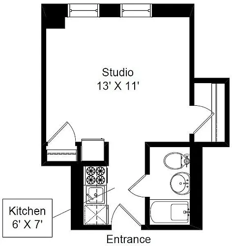 Floor plan Standard North-facing Studio