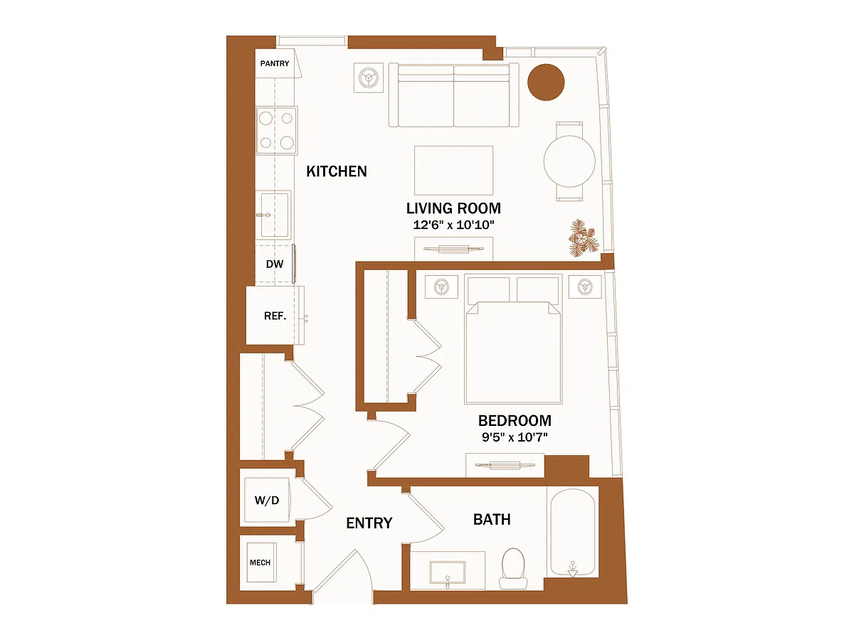Floor plan B1 - 1 Bed | 1 Bath