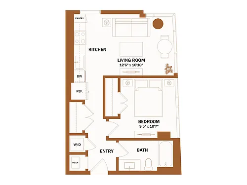 Floor plan B1 - 1 Bed | 1 Bath