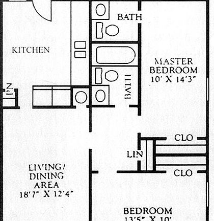 Two Bedroom 783sqft.