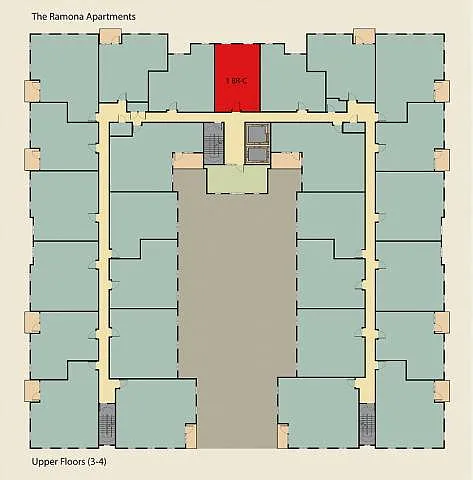 Floor plan 1 Bedroom 1 Bath Plan C