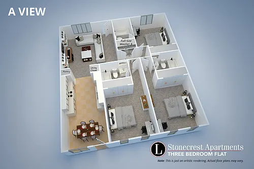 Floor plan Three Bedroom Flat