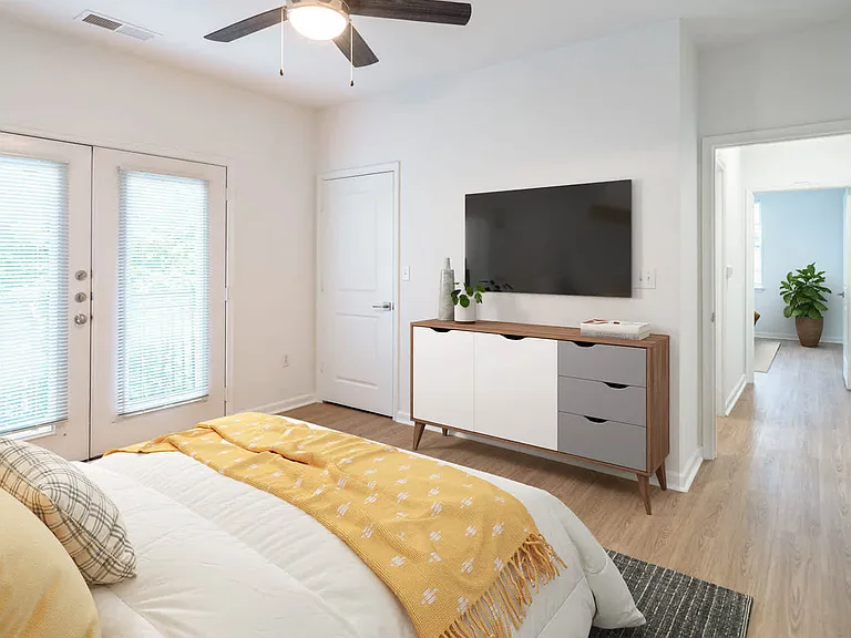 Bedroom with Balcony and Hard Surface Flooring