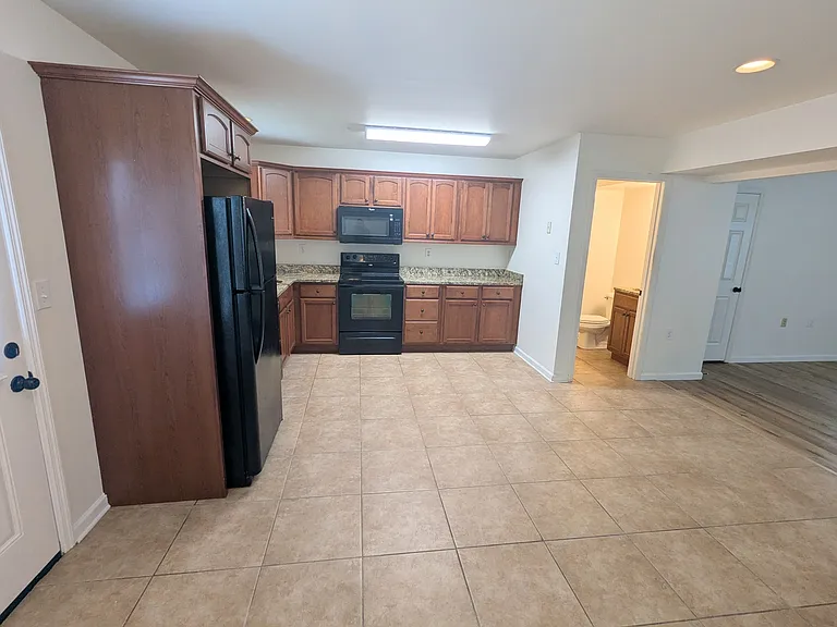 Half bathroom and kitchen