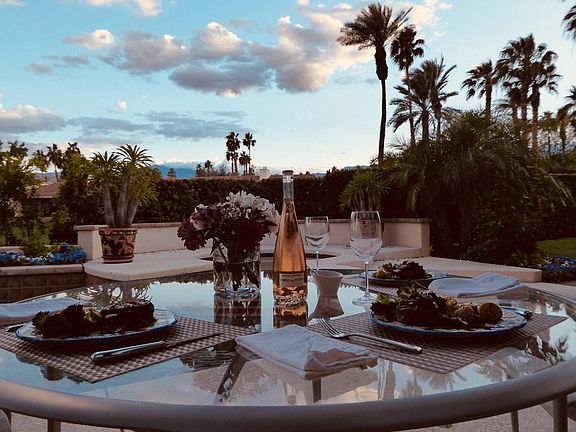 evening dining on the pool deck