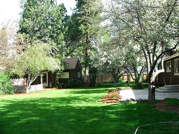 Back yard with large shed