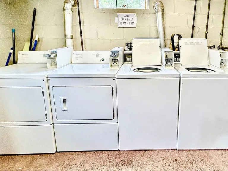Coin laundry available onsite 24/7.