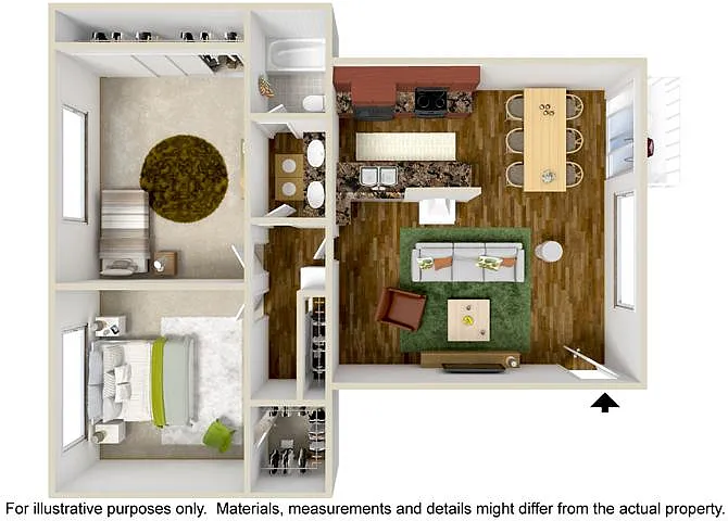 Floor plan 2 Bedroom 1 Bath