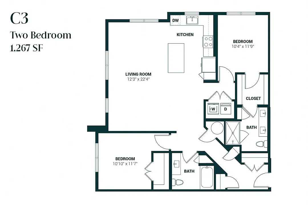 Floor plan Two Bedroom C3