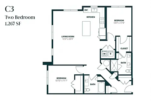 Floor plan Two Bedroom C3