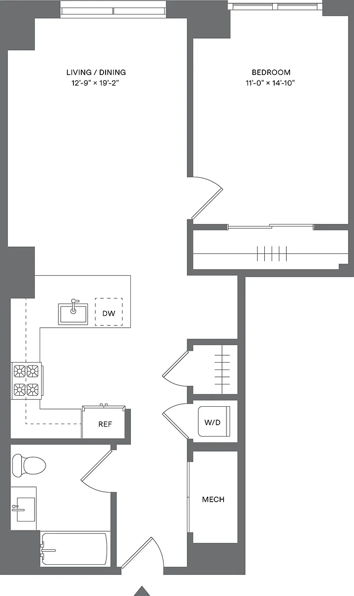 Floor plan 1 Bed/1 Bath_A3