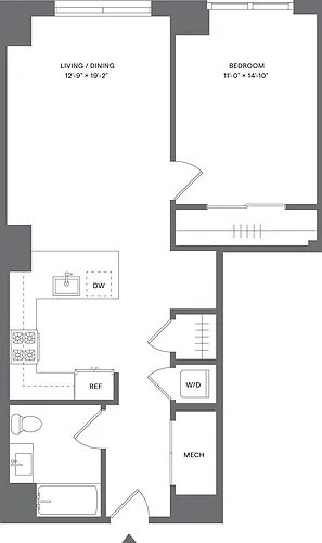 Floor plan 1 Bed/1 Bath_A3