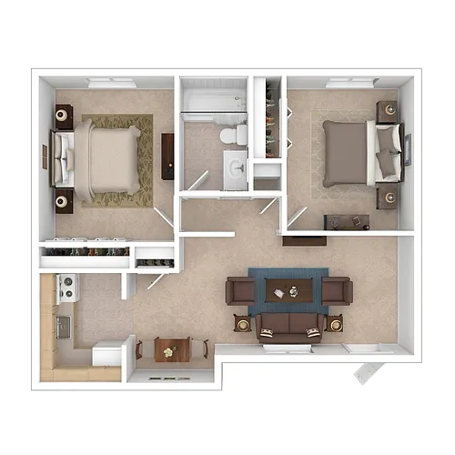 Floor plan Two Bedroom Garden
