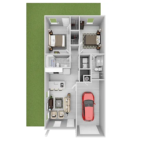 Floor plan Apex Two Bed Two Bath with Single Garage