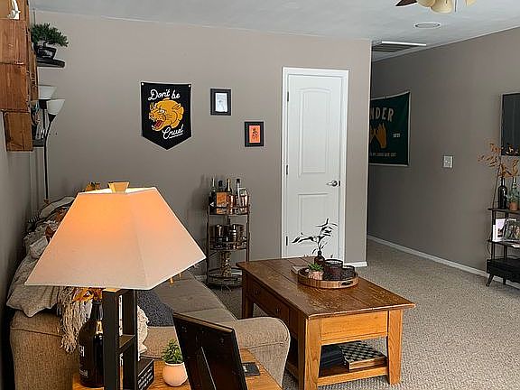 Living room with coat closet