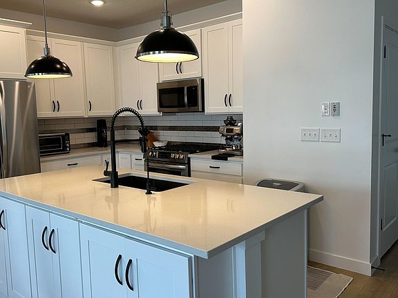 Kitchen island with cabinets.