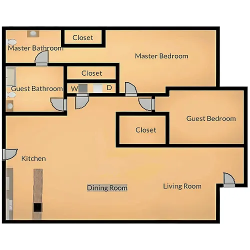 Floor plan 2 Bed OneAndHalf Bath