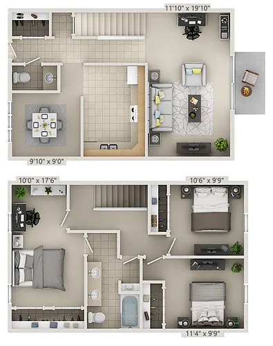 Floor plan 3 BR Townhouse