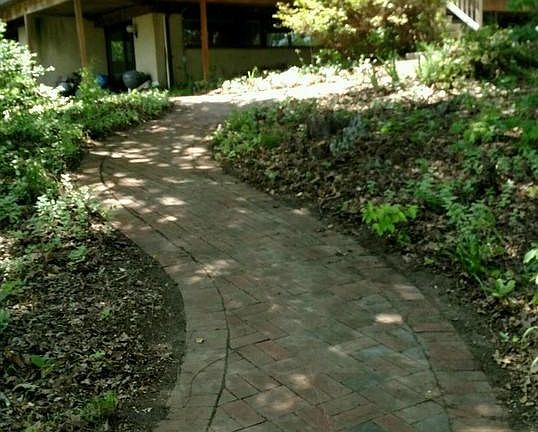 Brick walkways to pier