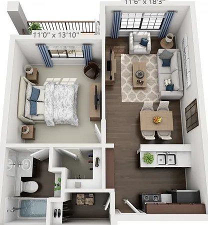 Floor plans are artist's rendering. All dimensions are approximate. Actual product and specifications may vary in dimension or detail. Not all features are available in every apartment. Prices and availability are subject to change. Floor plans are artist