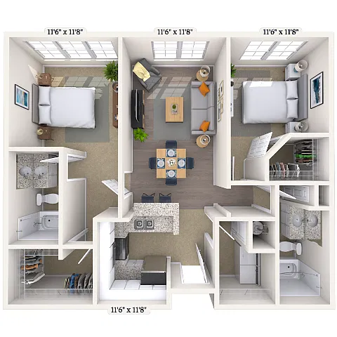 Floor plan Traditional 2x2 979-1272 SF