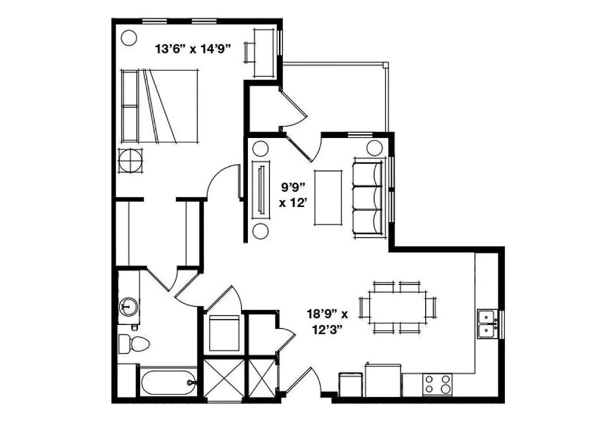 Floor plan 1X1 F