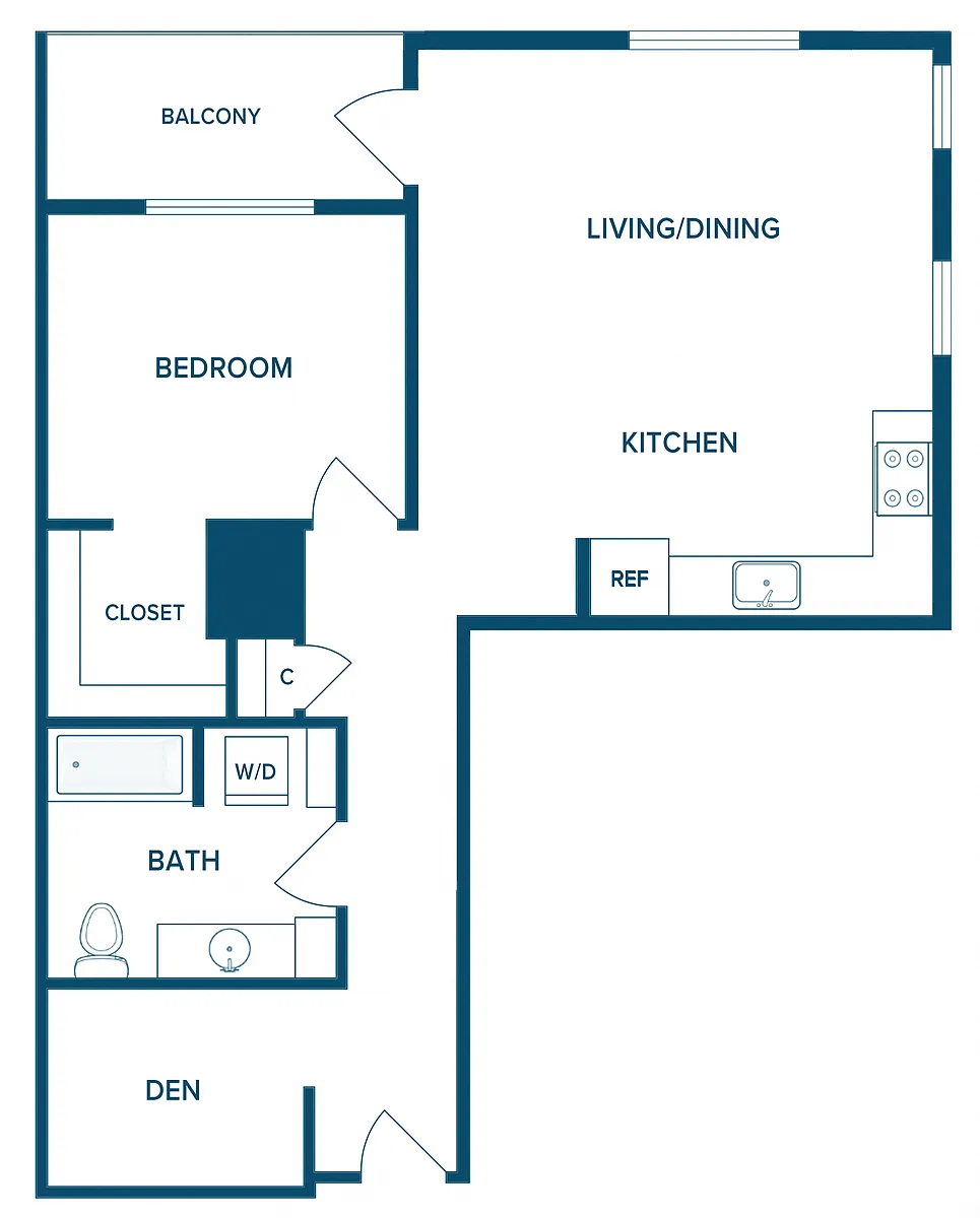 Floor plan 1025: 1 Bedroom F