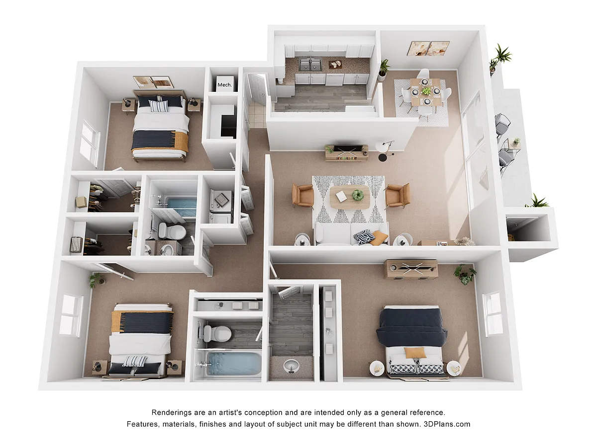Floor plan 3x2 1396 SQ FT