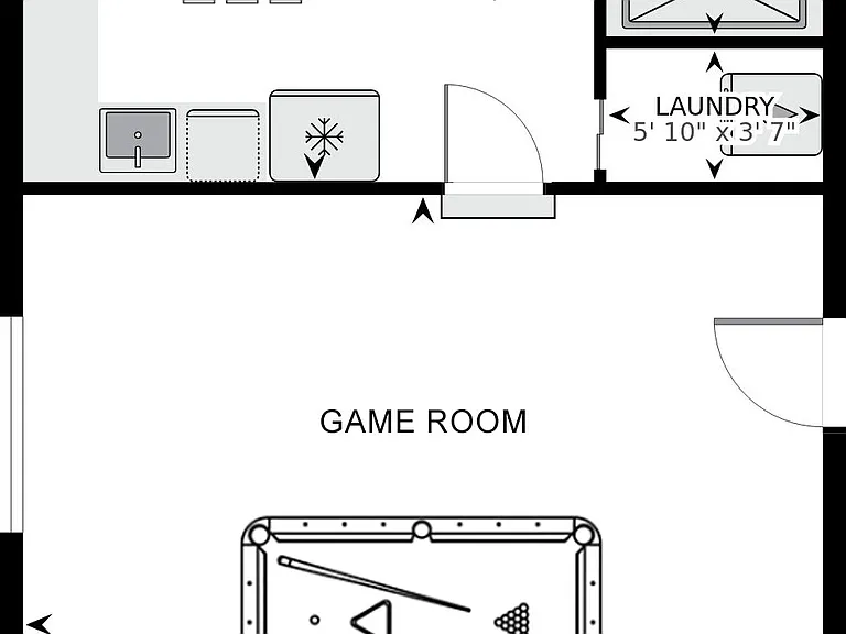 Floorplan with option for front room as a game/rec/play room