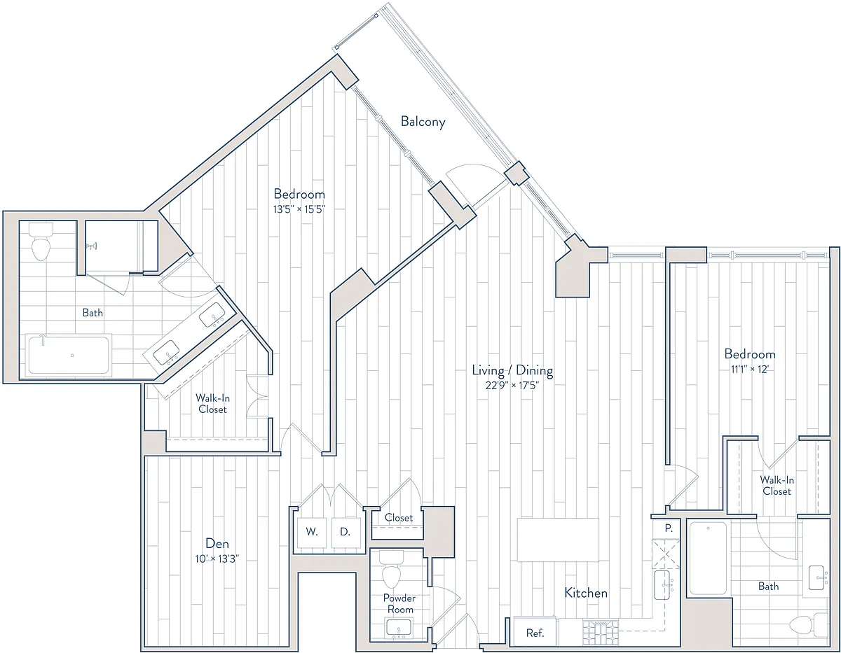 Floor plan 2 Bed/2.5 Bath Den-F4-a