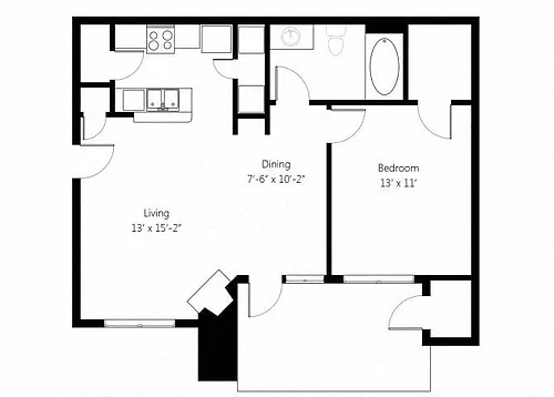 Floor plan Villas A2 1bed 1bath