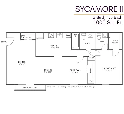 Floor plan 2 BR/1.5 BA (Ph 5 & 6)