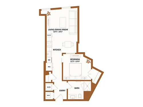 Floor plan A4 - Jr 1 Bed | 1 Bath