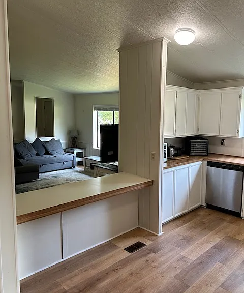 From kitchen looking into living room