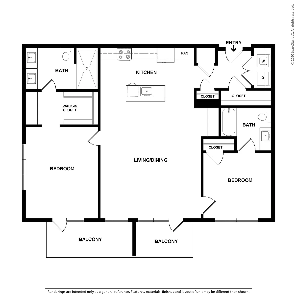 Floor plan 2 Bed/2 Bath-The Virginia PH