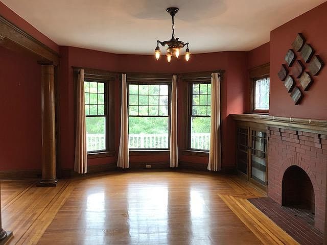 Living room with large bay windows