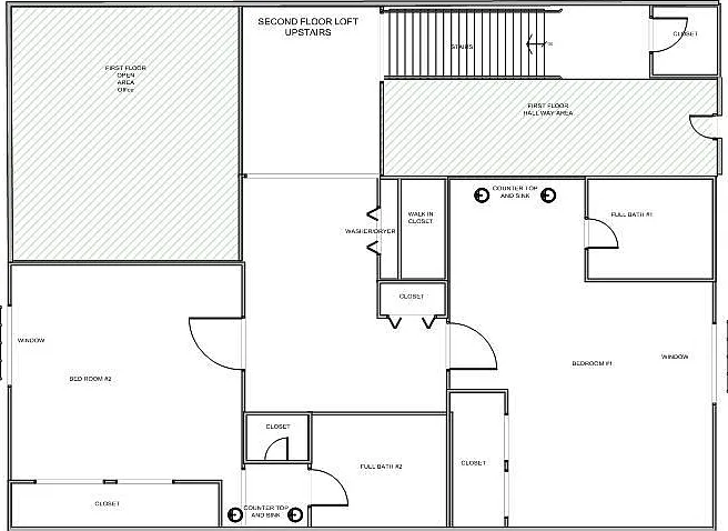 Bedroom suites1 and 2 /w full baths / Laundry room