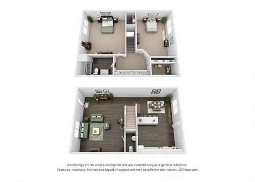 Floor plan 2 Bed 1.5 Bath TH Renovated