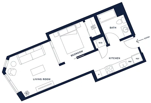 Floor plan 1 Bed/1 Bath-A