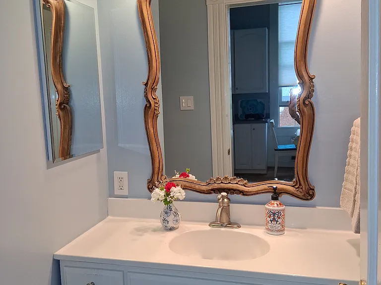 Bathroom vanity with lots of storage.