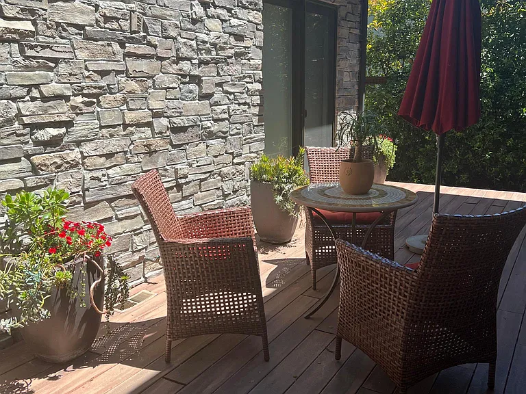 Sitting area between main house and studio