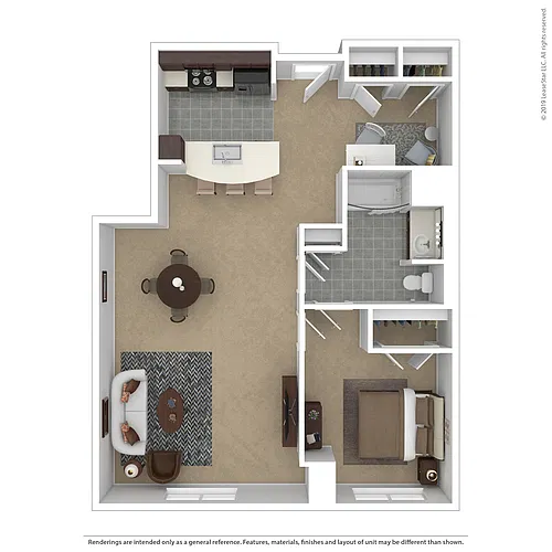 Floor plan One Bedroom with Den