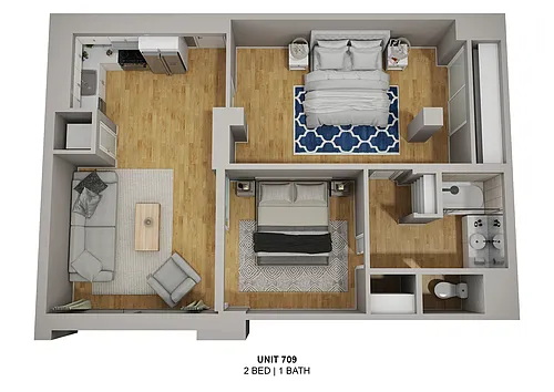 Floor plan Courtyard Suite- 2 bedroom 1 bath