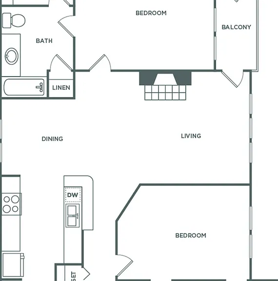 Two Bedroom Two Bath (1,200 SF) Two Bedroom Two Bath (1,200 SF)