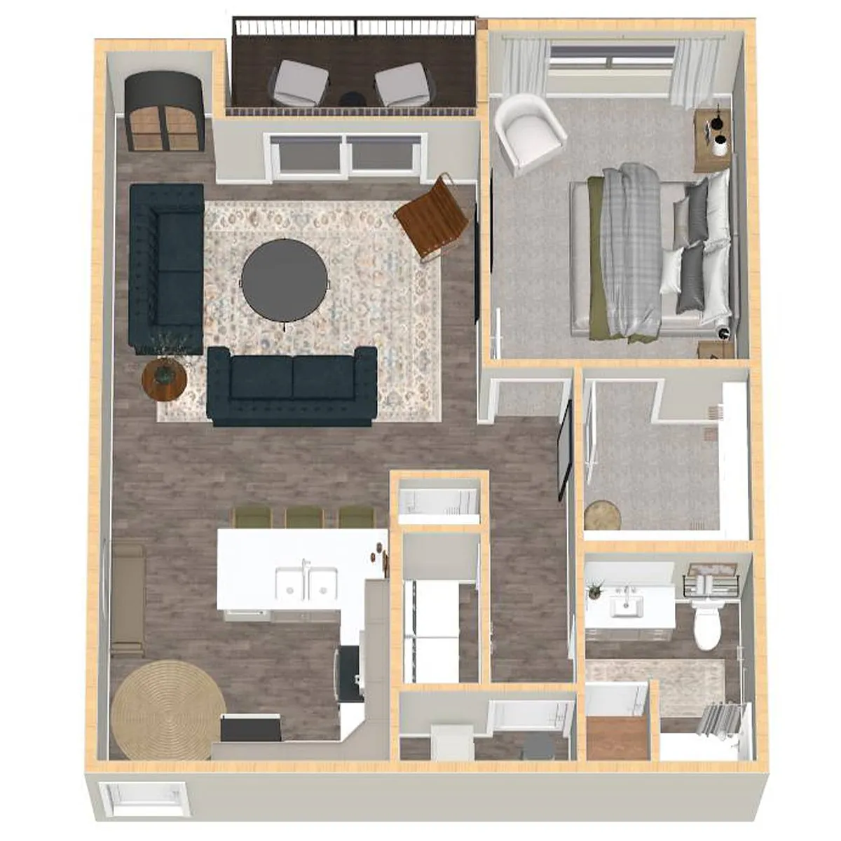 Floor plan 1 Bed, 1 Bath B2