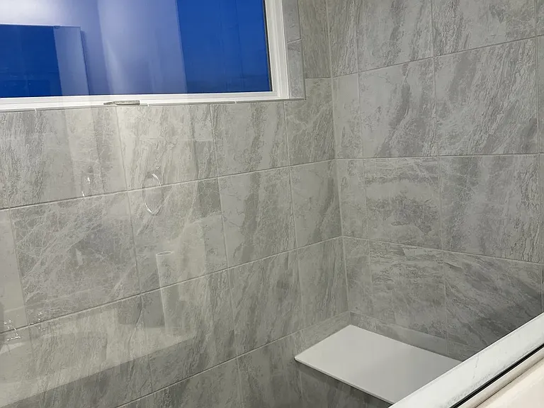 Walk-in shower in the master bathroom