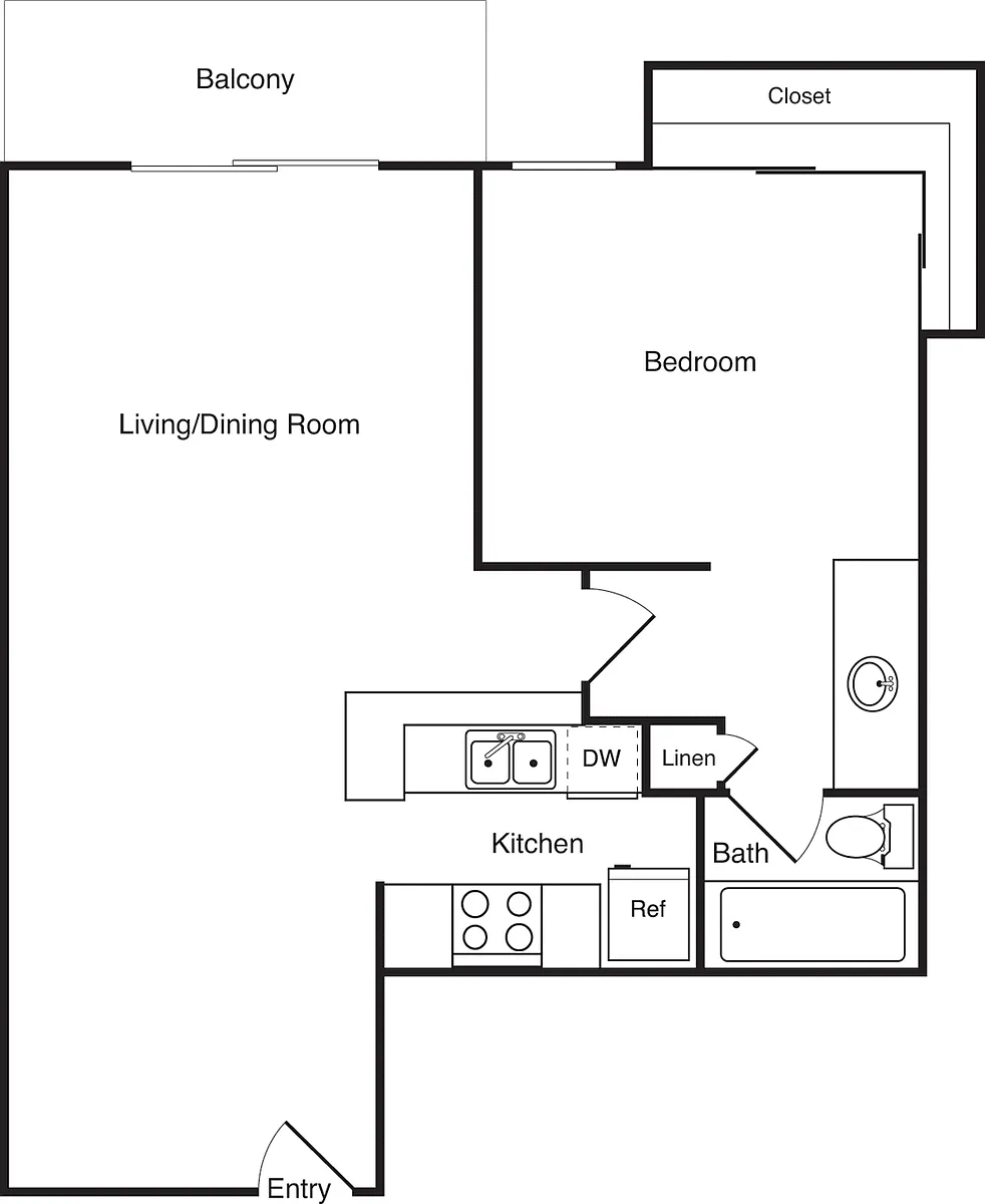Floor plan 1 Bedroom B