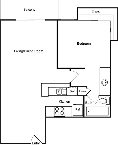 Floor plan 1 Bedroom B
