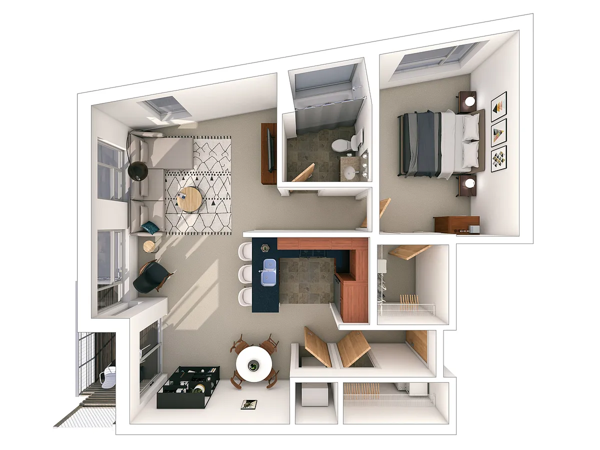 Floor plan 1 Bed / 1 Bath - 913 SF