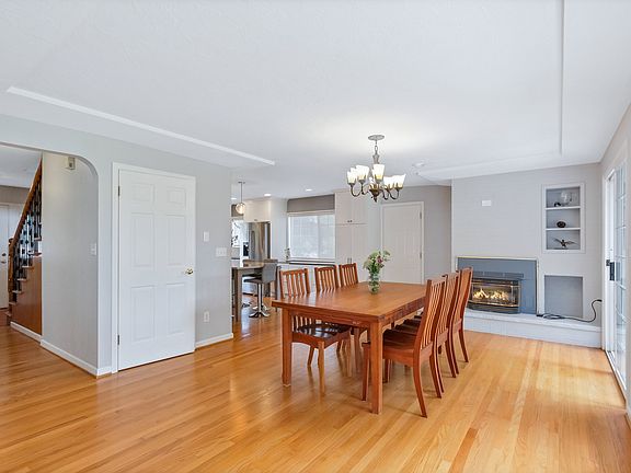 Dining area with fireplace